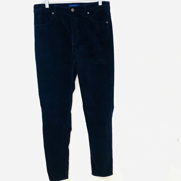 Talbots Corduroy Pants Woman Sz 8  High Waist Straight‎ Leg Blue Pockets Stretch - Picture 1 of 12